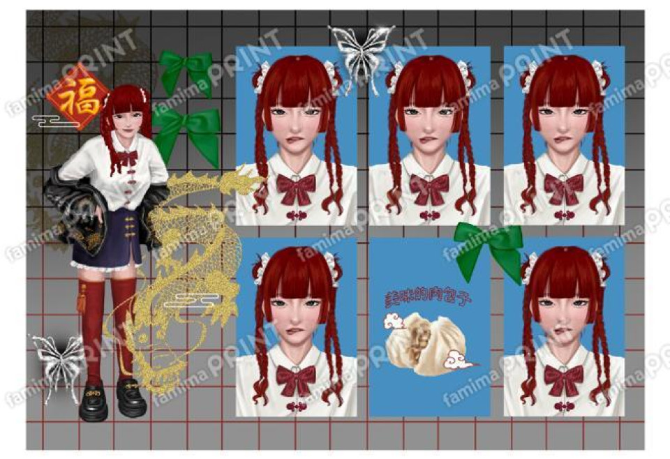 世界一可愛い証明写真-赤髪チャイナ-